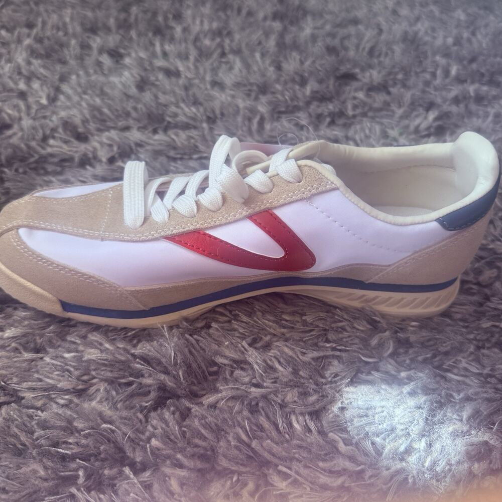 NWT Tretorn Rawlins 3 Retro Tennis Sneakers Women Sz 8.5 Red White Blue USA 250 - Picture 6 of 11